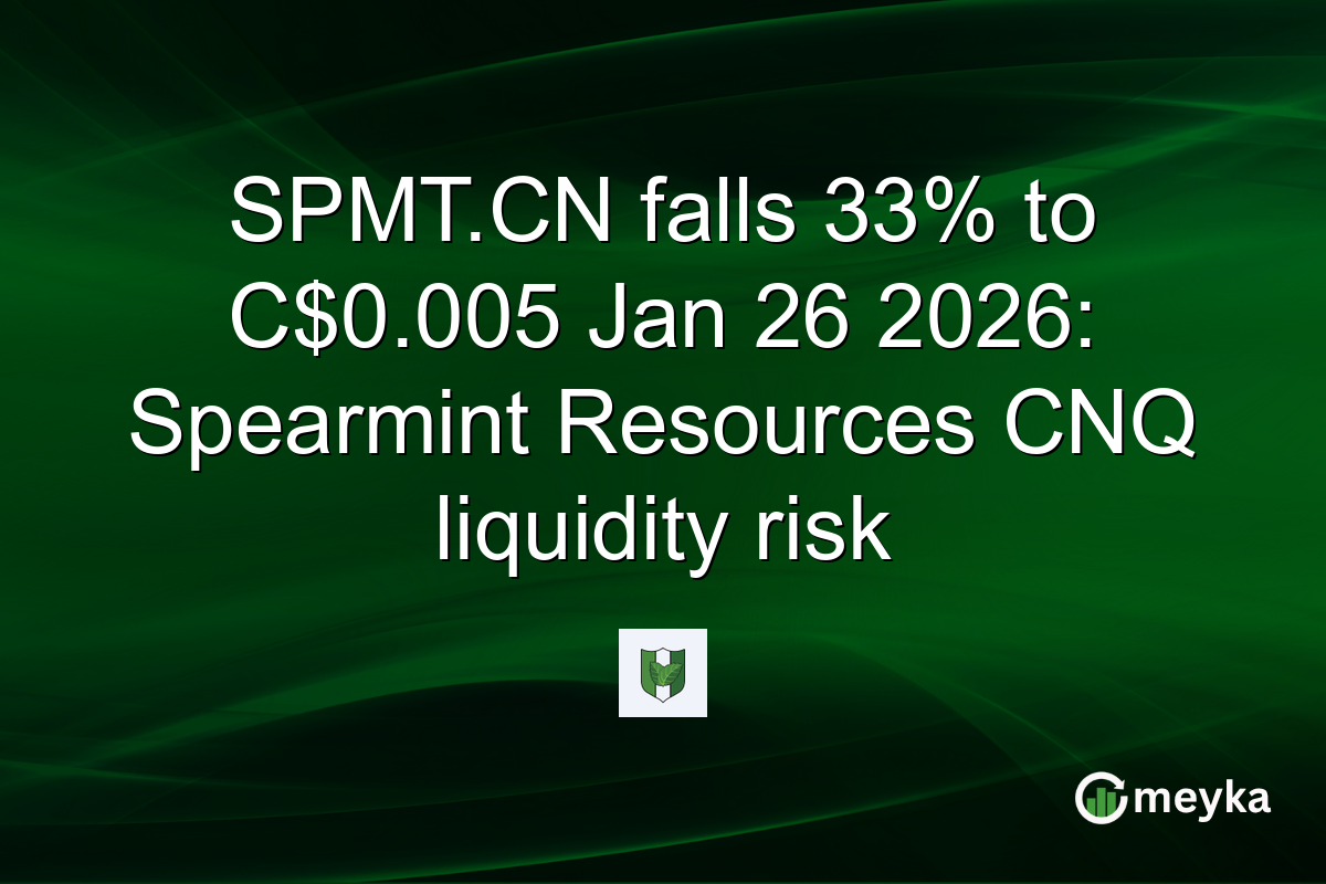 SPMT.CN falls 33% to C$0.005 Jan 26 2026: Spearmint Resources CNQ liquidity risk