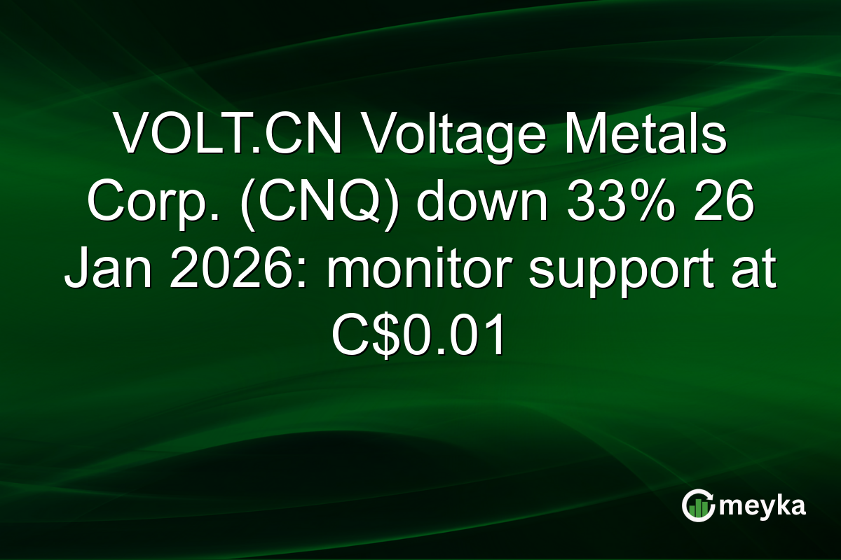 VOLT.CN Voltage Metals Corp. (CNQ) down 33% 26 Jan 2026: monitor support at C$0.01