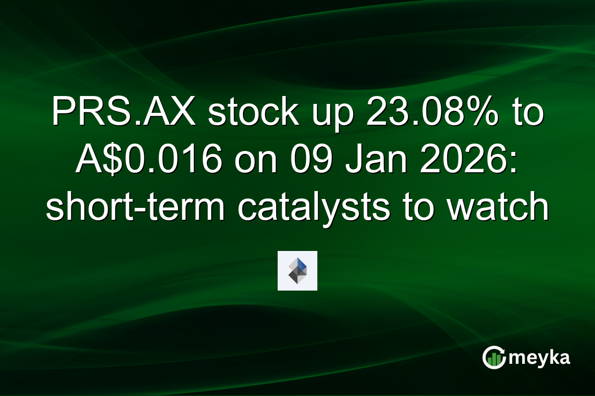 PRS.AX stock up 23.08% to A$0.016 on 09 Jan 2026: short-term catalysts to watch