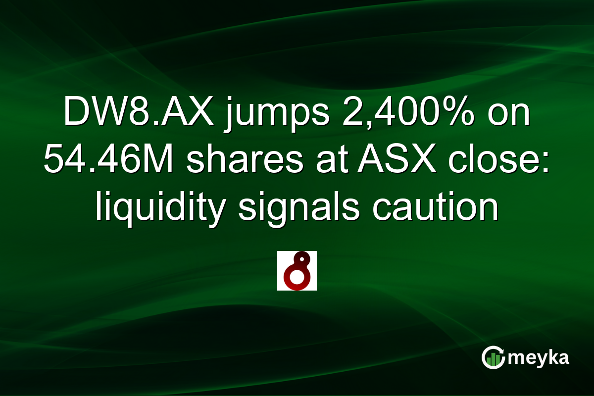 DW8.AX jumps 2,400% on 54.46M shares at ASX close: liquidity signals caution