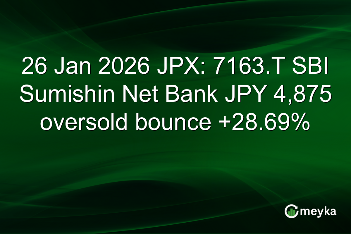 26 Jan 2026 JPX: 7163.T SBI Sumishin Net Bank JPY 4,875 oversold bounce +28.69%