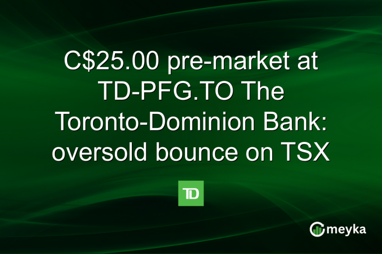 C$25.00 pre-market at TD-PFG.TO The Toronto-Dominion Bank: oversold bounce on TSX