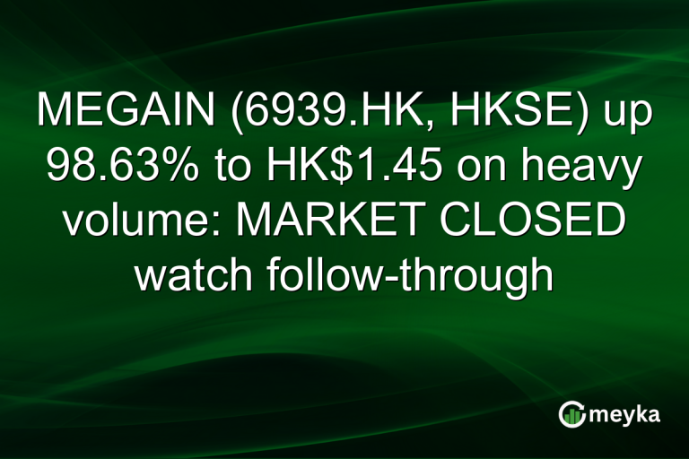 MEGAIN (6939.HK, HKSE) up 98.63% to HK$1.45 on heavy volume: MARKET CLOSED watch follow-through