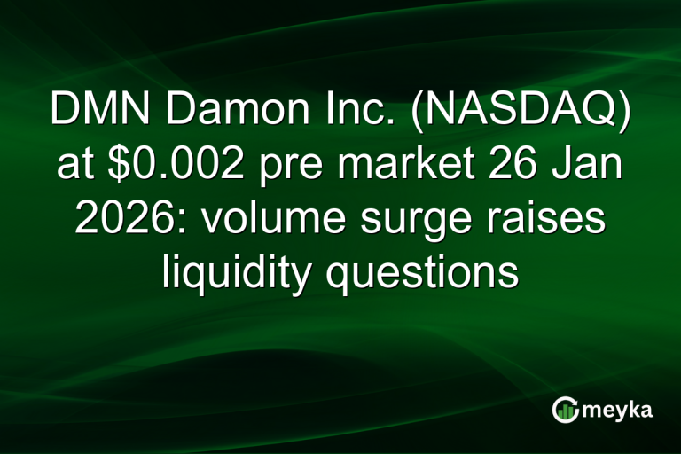 DMN Damon Inc. (NASDAQ) at $0.002 pre market 26 Jan 2026: volume surge raises liquidity questions