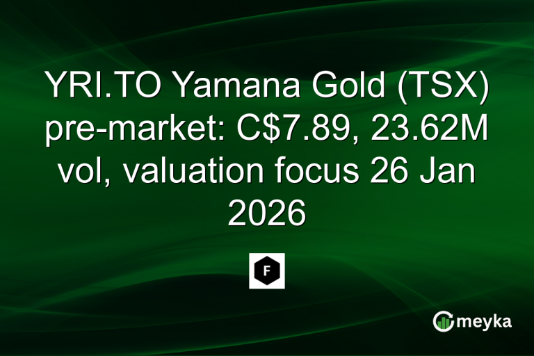 YRI.TO Yamana Gold (TSX) pre-market: C$7.89, 23.62M vol, valuation focus 26 Jan 2026