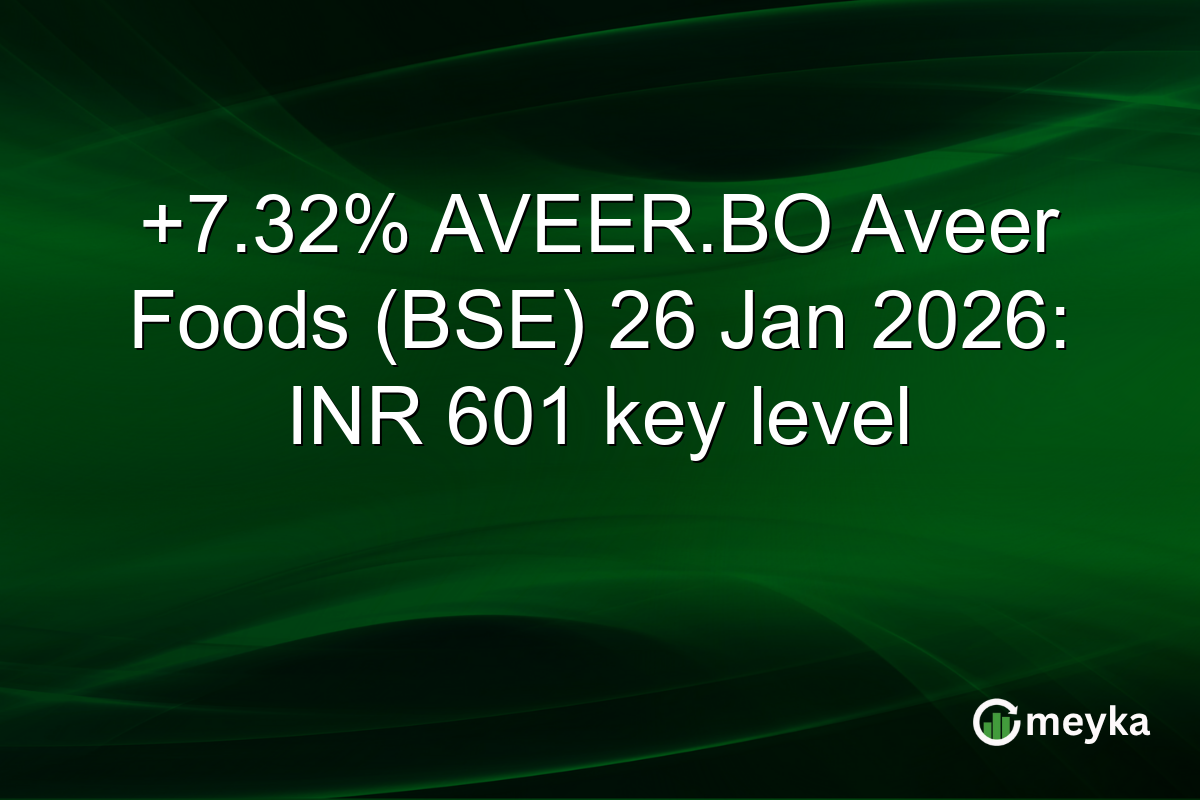 +7.32% AVEER.BO Aveer Foods (BSE) 26 Jan 2026: INR 601 key level
