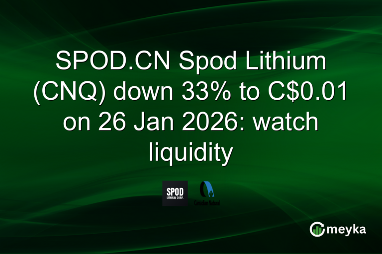 SPOD.CN Spod Lithium (CNQ) down 33% to C$0.01 on 26 Jan 2026: watch liquidity