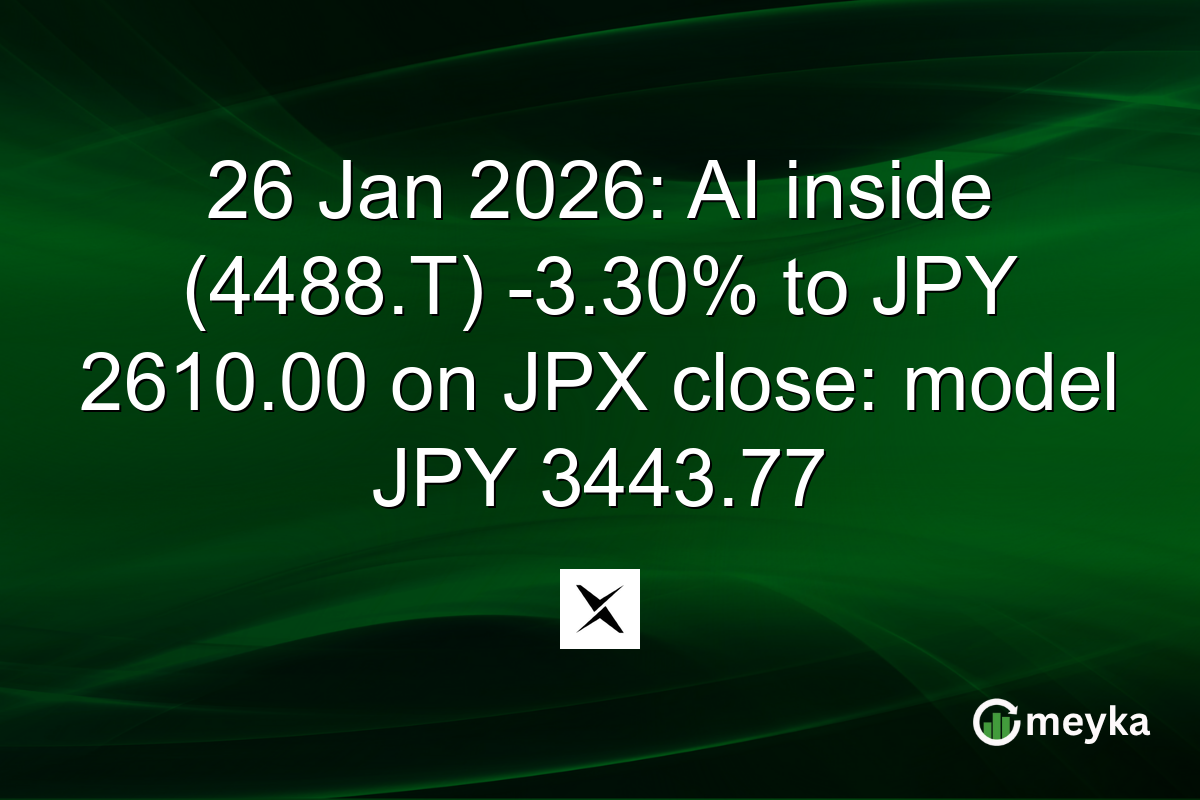26 Jan 2026: AI inside (4488.T) -3.30% to JPY 2610.00 on JPX close: model JPY 3443.77