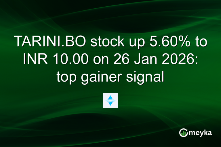 TARINI.BO stock up 5.60% to INR 10.00 on 26 Jan 2026: top gainer signal