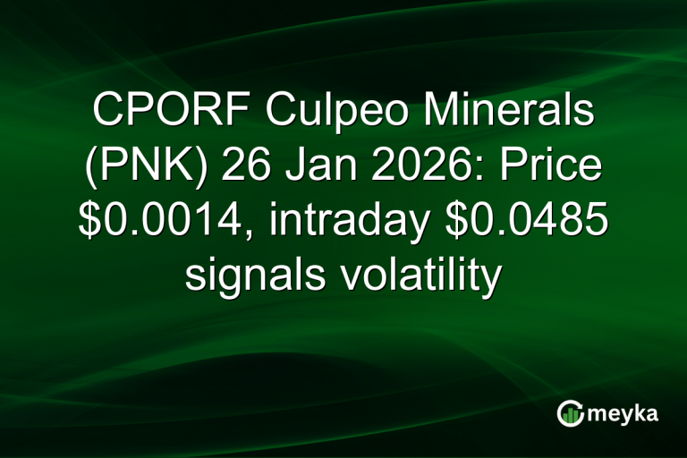 CPORF Culpeo Minerals (PNK) 26 Jan 2026: Price $0.0014, intraday $0.0485 signals volatility