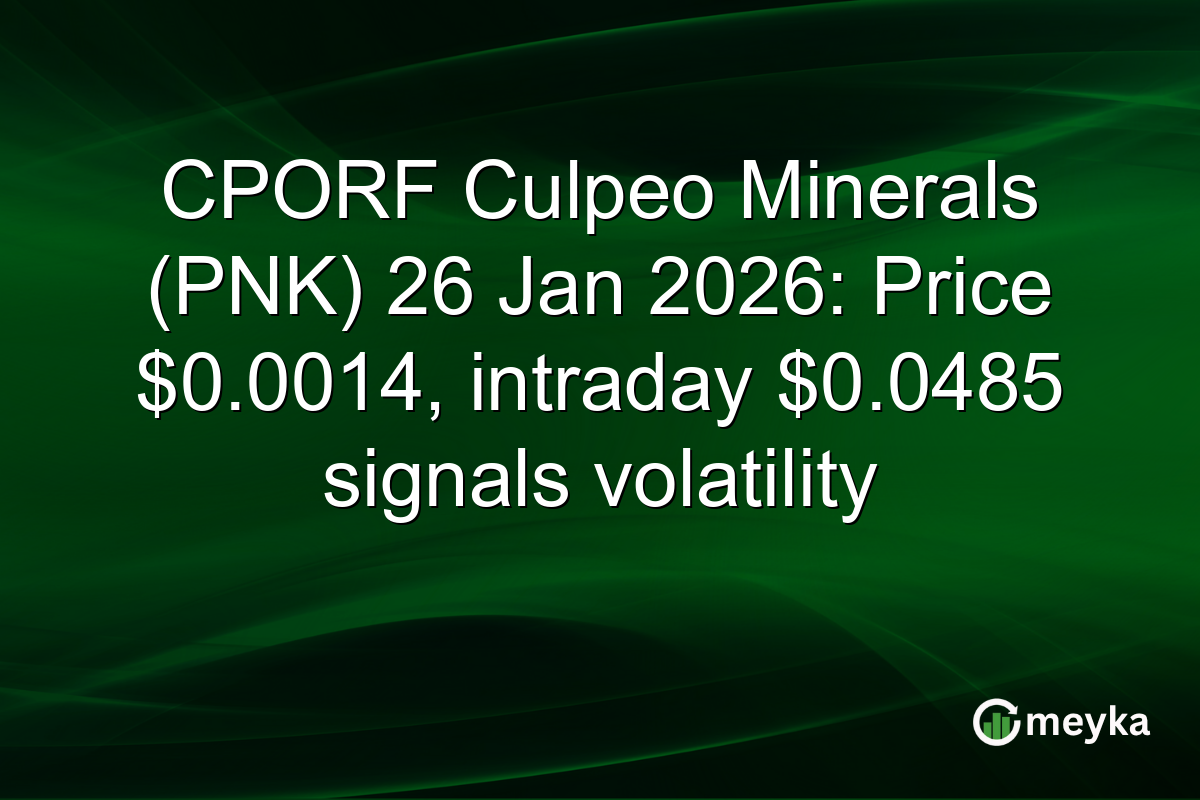 CPORF Culpeo Minerals (PNK) 26 Jan 2026: Price $0.0014, intraday $0.0485 signals volatility
