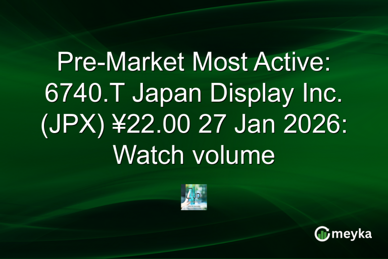 Pre-Market Most Active: 6740.T Japan Display Inc. (JPX) ¥22.00 27 Jan 2026: Watch volume