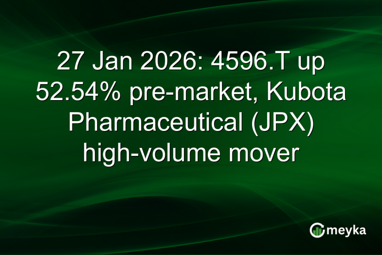27 Jan 2026: 4596.T up 52.54% pre-market, Kubota Pharmaceutical (JPX) high-volume mover