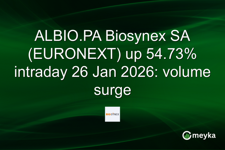ALBIO.PA Biosynex SA (EURONEXT) up 54.73% intraday 26 Jan 2026: volume surge