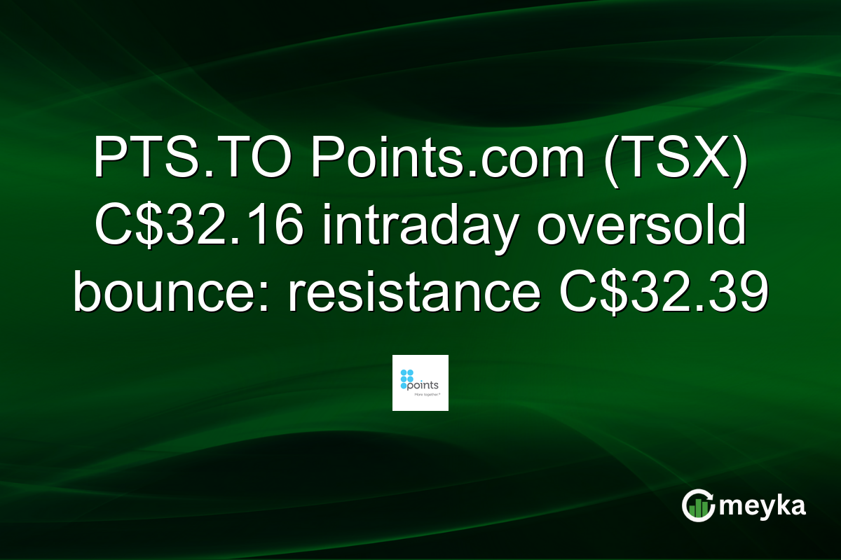 PTS.TO Points.com (TSX) C$32.16 intraday oversold bounce: resistance C$32.39