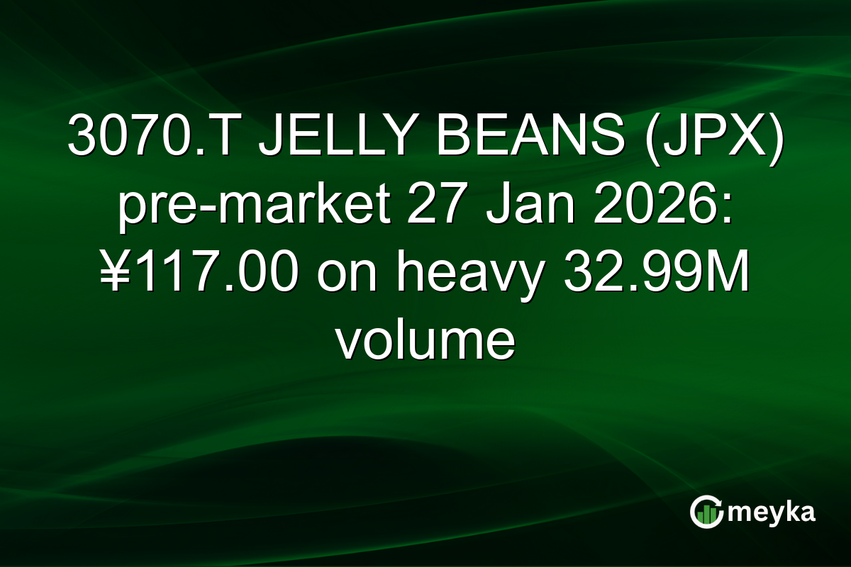 3070.T JELLY BEANS (JPX) pre-market 27 Jan 2026: ¥117.00 on heavy 32.99M volume
