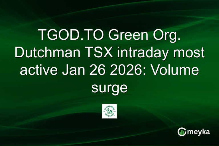 TGOD.TO Green Org. Dutchman TSX intraday most active Jan 26 2026: Volume surge