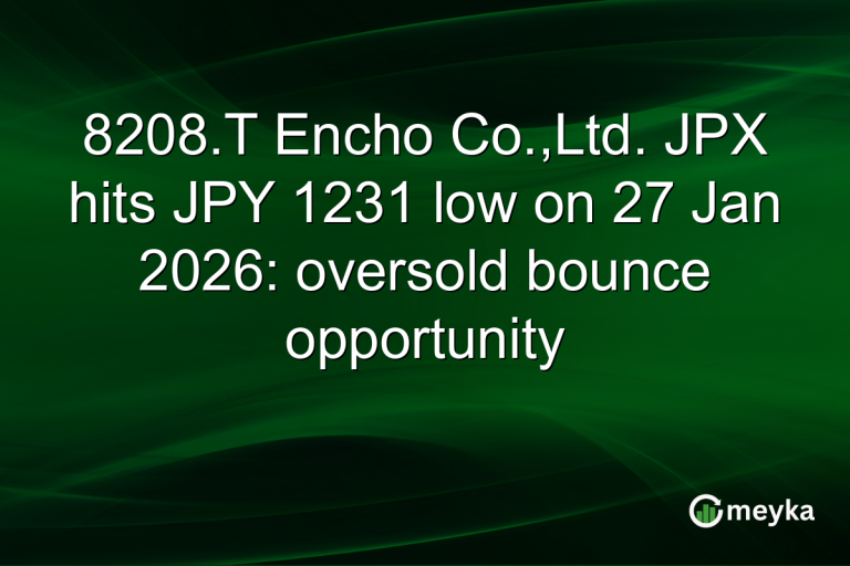 8208.T Encho Co.,Ltd. JPX hits JPY 1231 low on 27 Jan 2026: oversold bounce opportunity