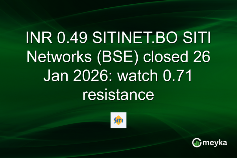 INR 0.49 SITINET.BO SITI Networks (BSE) closed 26 Jan 2026: watch 0.71 resistance