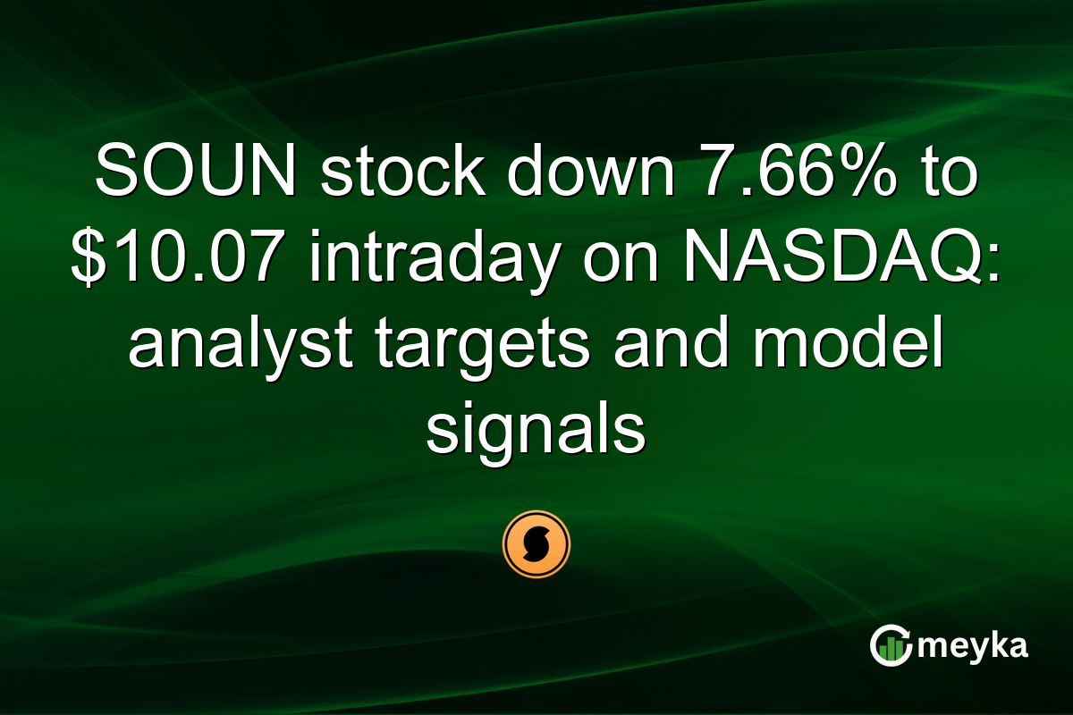SOUN stock down 7.66% to $10.07 intraday on NASDAQ: analyst targets and model signals