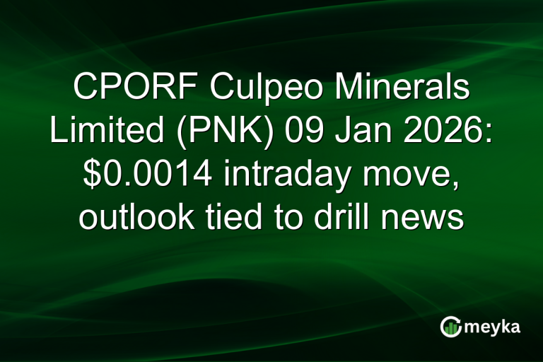 CPORF Culpeo Minerals Limited (PNK) 09 Jan 2026: $0.0014 intraday move, outlook tied to drill news