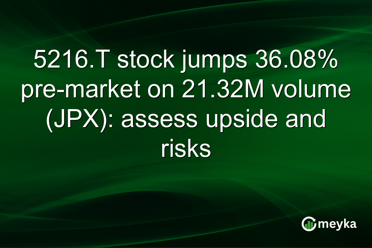 5216.T stock jumps 36.08% pre-market on 21.32M volume (JPX): assess upside and risks