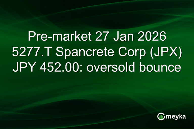 Pre-market 27 Jan 2026 5277.T Spancrete Corp (JPX) JPY 452.00: oversold bounce