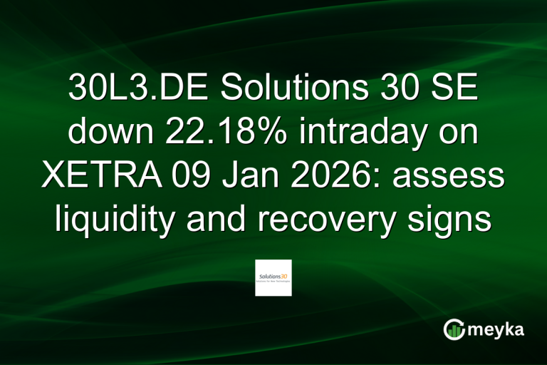 30L3.DE Solutions 30 SE down 22.18% intraday on XETRA 09 Jan 2026: assess liquidity and recovery signs