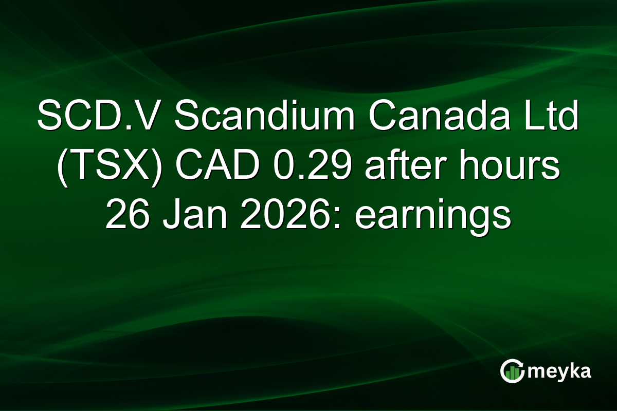 SCD.V Scandium Canada Ltd (TSX) CAD 0.29 after hours 26 Jan 2026: earnings
