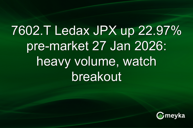 7602.T Ledax JPX up 22.97% pre-market 27 Jan 2026: heavy volume, watch breakout