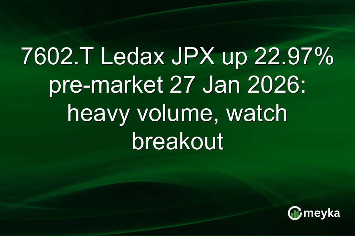 7602.T Ledax JPX up 22.97% pre-market 27 Jan 2026: heavy volume, watch breakout