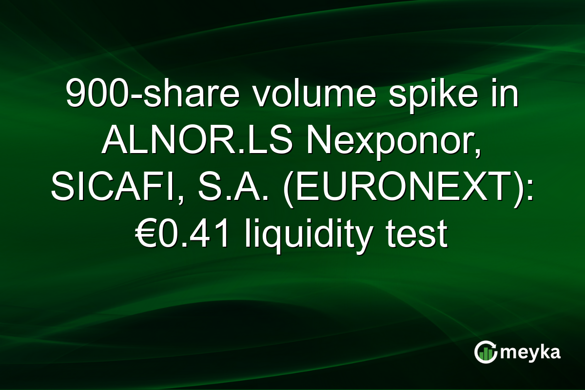 900-share volume spike in ALNOR.LS Nexponor, SICAFI, S.A. (EURONEXT): €0.41 liquidity test