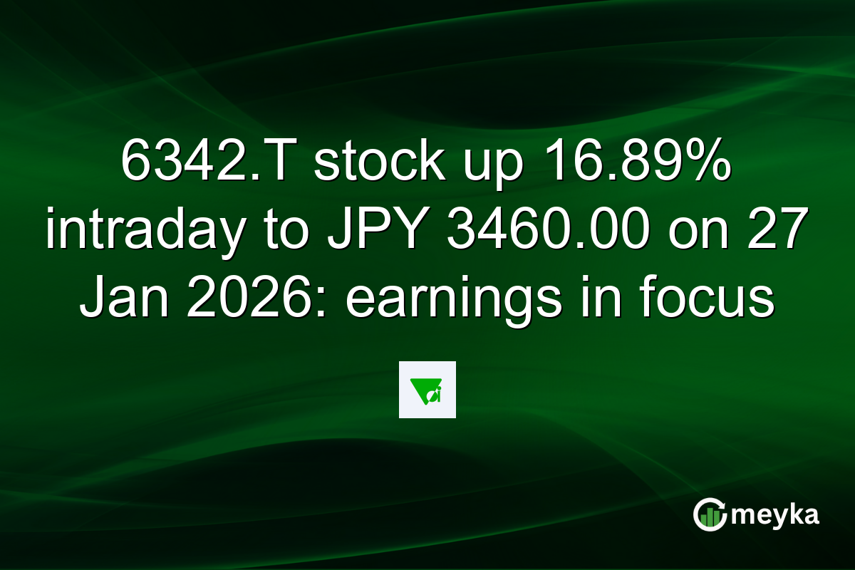 6342.T stock up 16.89% intraday to JPY 3460.00 on 27 Jan 2026: earnings in focus