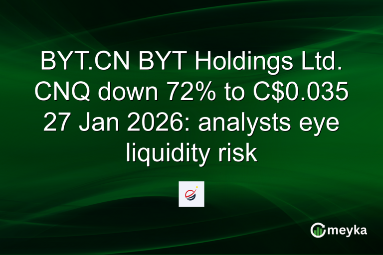 BYT.CN BYT Holdings Ltd. CNQ down 72% to C$0.035 27 Jan 2026: analysts eye liquidity risk