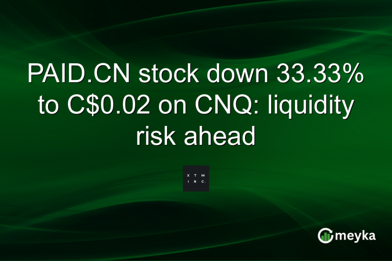 PAID.CN stock down 33.33% to C$0.02 on CNQ: liquidity risk ahead