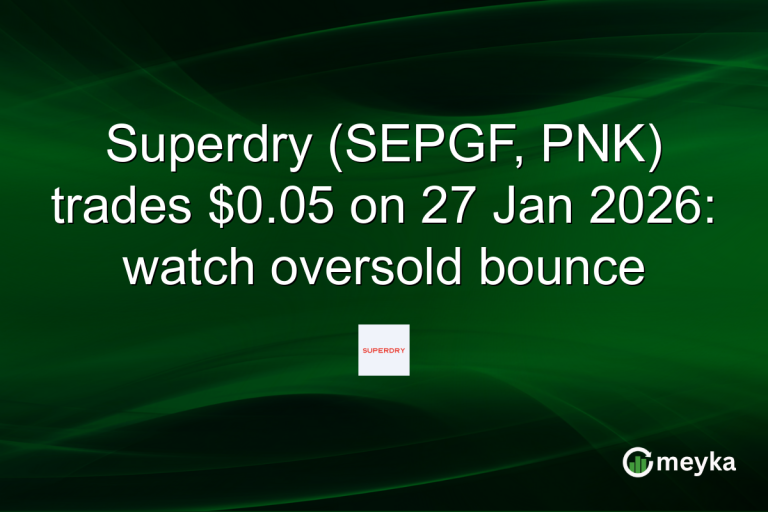 Superdry (SEPGF, PNK) trades $0.05 on 27 Jan 2026: watch oversold bounce