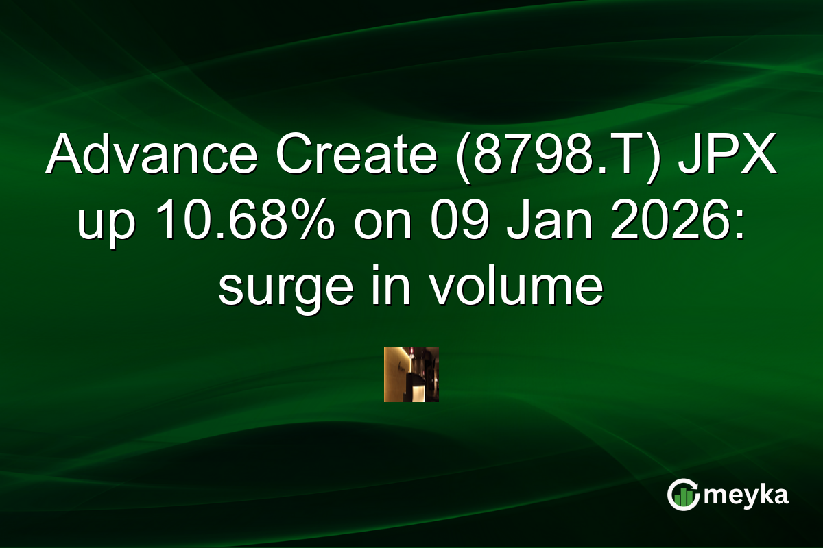 Advance Create (8798.T) JPX up 10.68% on 09 Jan 2026: surge in volume