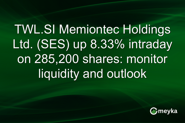TWL.SI Memiontec Holdings Ltd. (SES) up 8.33% intraday on 285,200 shares: monitor liquidity and outlook