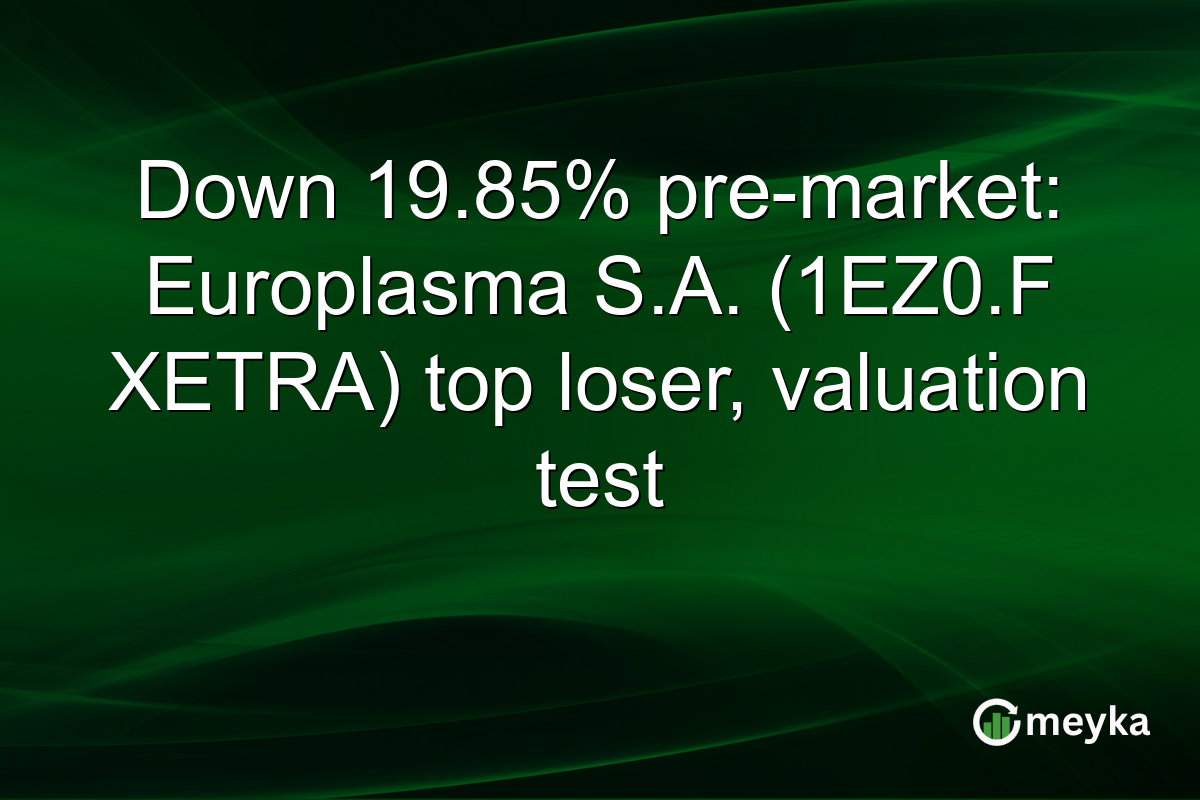 Down 19.85% pre-market: Europlasma S.A. (1EZ0.F XETRA) top loser, valuation test