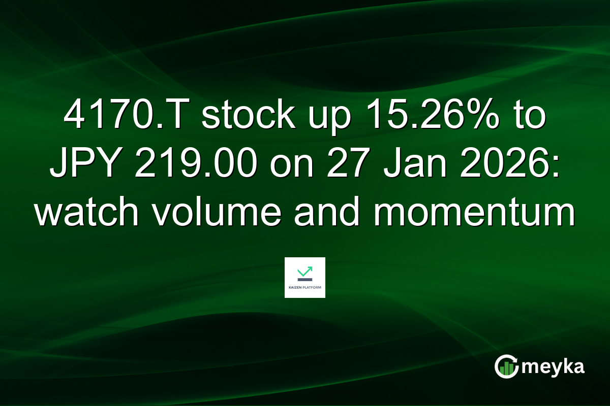 4170.T stock up 15.26% to JPY 219.00 on 27 Jan 2026: watch volume and momentum