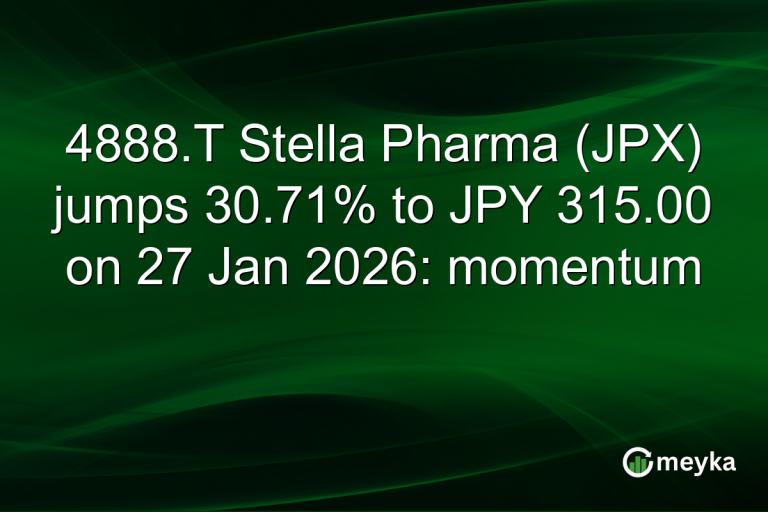 4888.T Stella Pharma (JPX) jumps 30.71% to JPY 315.00 on 27 Jan 2026: momentum