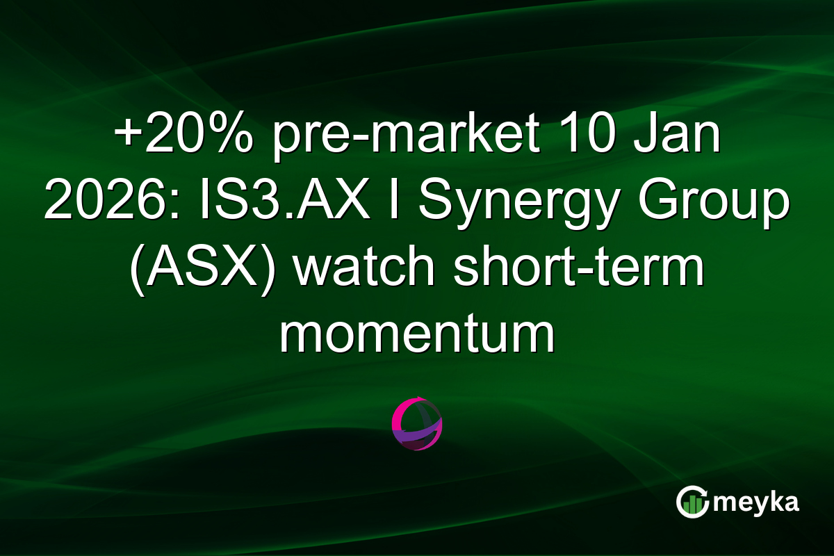+20% pre-market 10 Jan 2026: IS3.AX I Synergy Group (ASX) watch short-term momentum