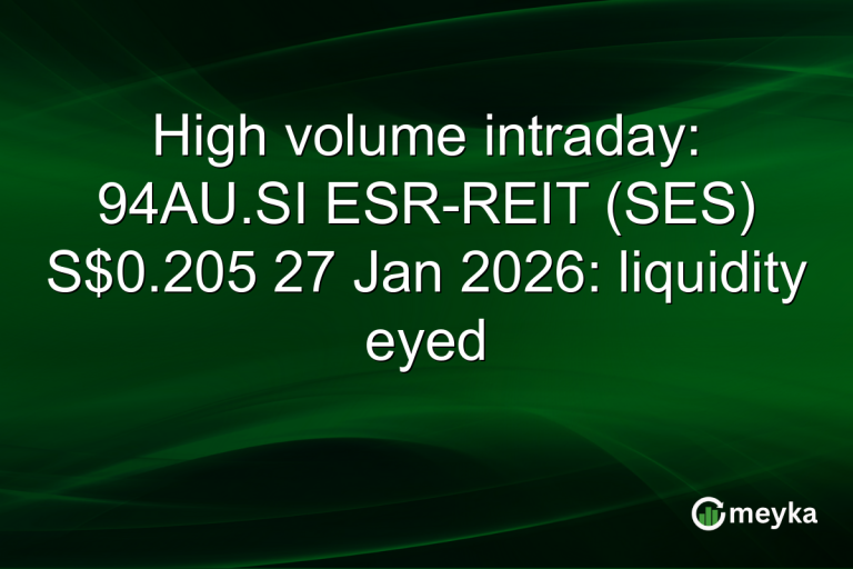 High volume intraday: 94AU.SI ESR-REIT (SES) S$0.205 27 Jan 2026: liquidity eyed