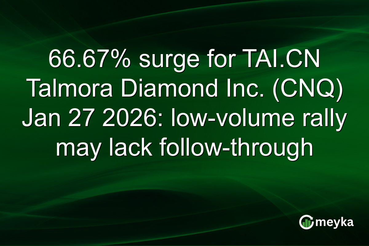 66.67% surge for TAI.CN Talmora Diamond Inc. (CNQ) Jan 27 2026: low-volume rally may lack follow-through