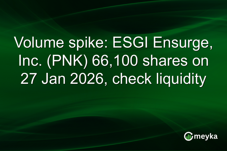 Volume spike: ESGI Ensurge, Inc. (PNK) 66,100 shares on 27 Jan 2026, check liquidity