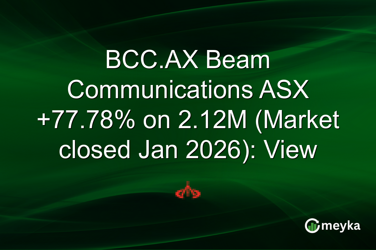 BCC.AX Beam Communications ASX +77.78% on 2.12M (Market closed Jan 2026): View