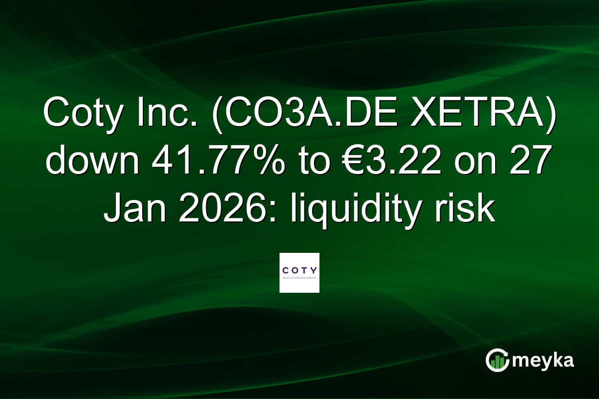 Coty Inc. (CO3A.DE XETRA) down 41.77% to €3.22 on 27 Jan 2026: liquidity risk