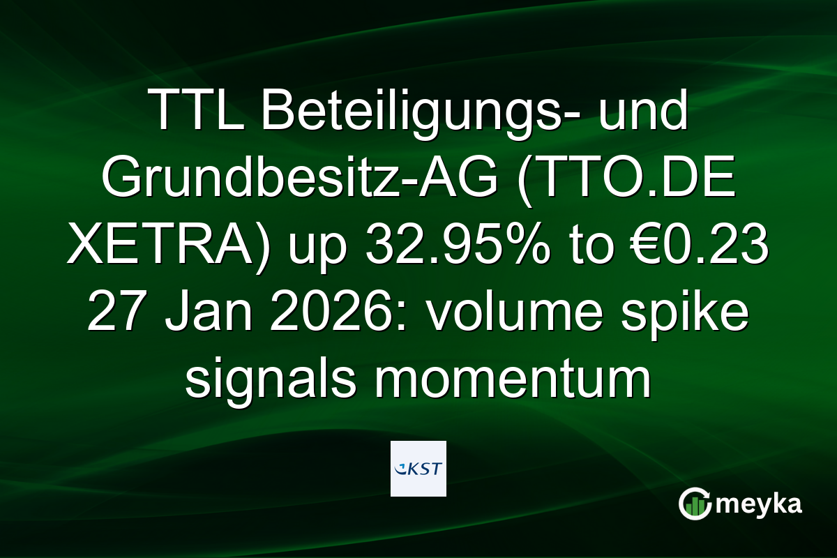 TTL Beteiligungs- und Grundbesitz-AG (TTO.DE XETRA) up 32.95% to €0.23 27 Jan 2026: volume spike signals momentum
