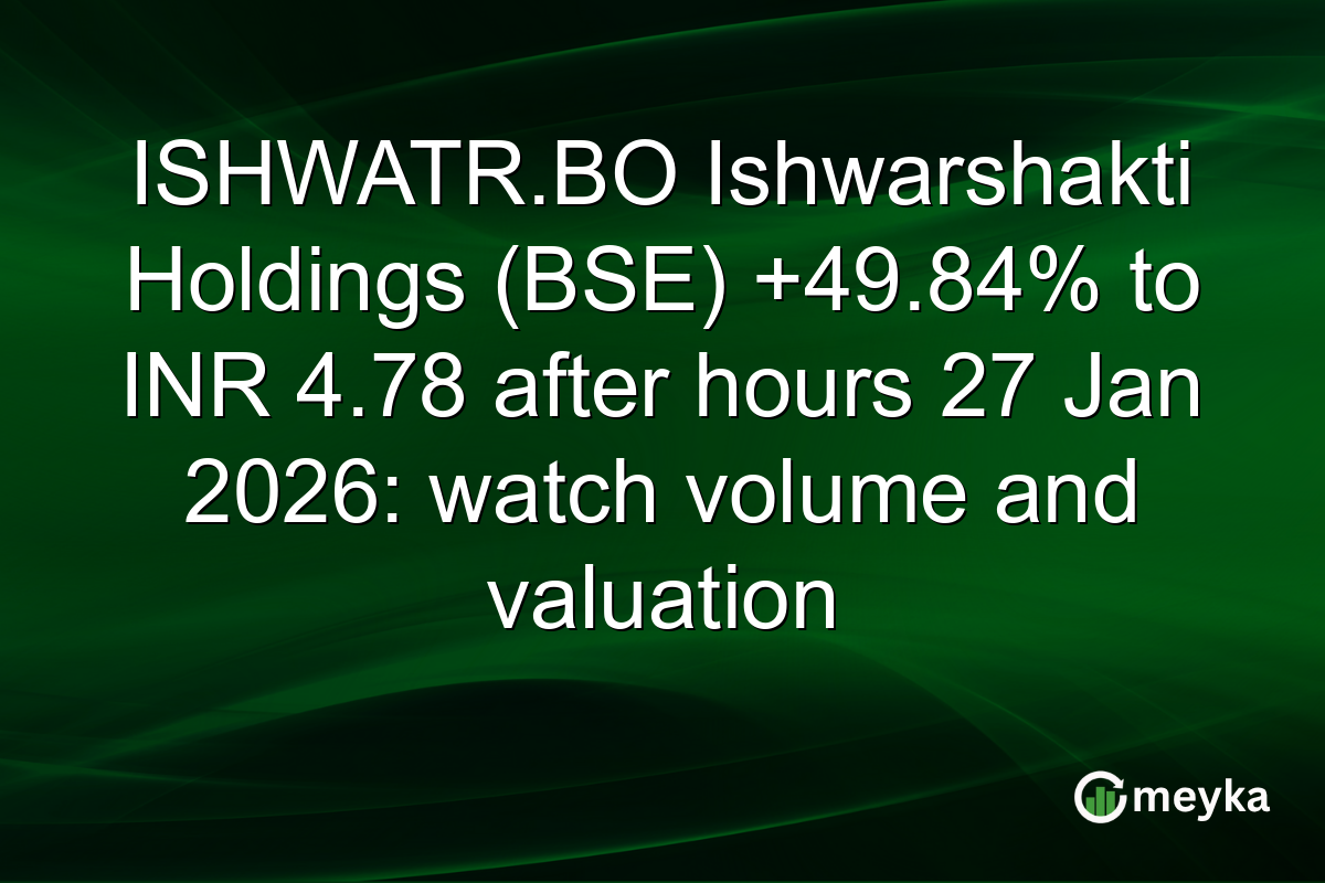 ISHWATR.BO Ishwarshakti Holdings (BSE) +49.84% to INR 4.78 after hours 27 Jan 2026: watch volume and valuation