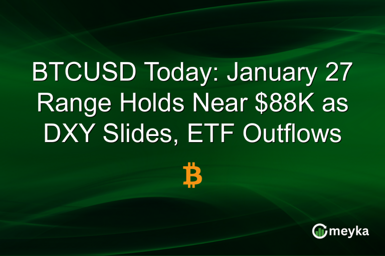 BTCUSD Today: January 27 Range Holds Near $88K as DXY Slides, ETF Outflows